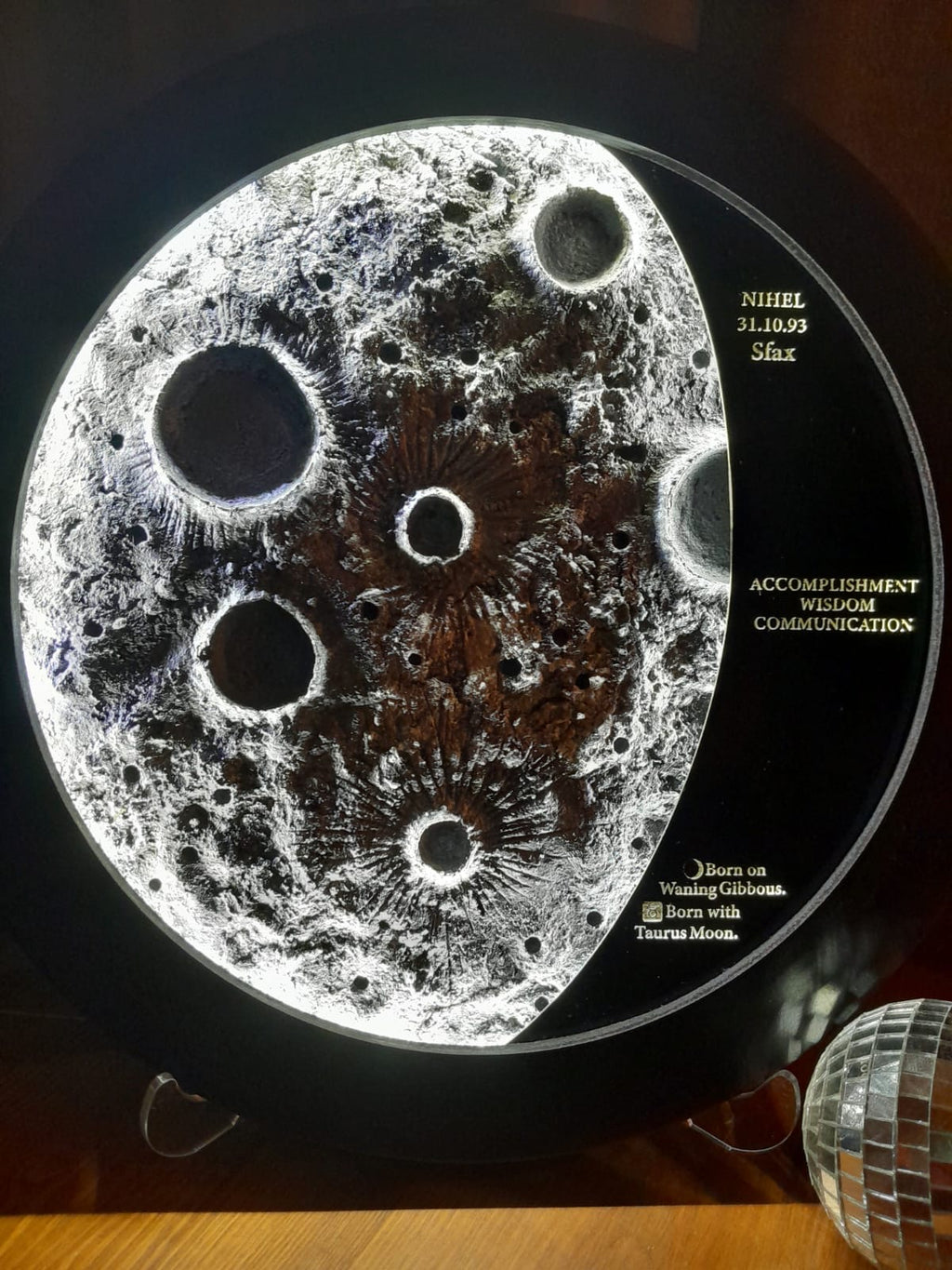 My Moon – Custom Lamp with Your Lunar Phase & Profile (35cm)