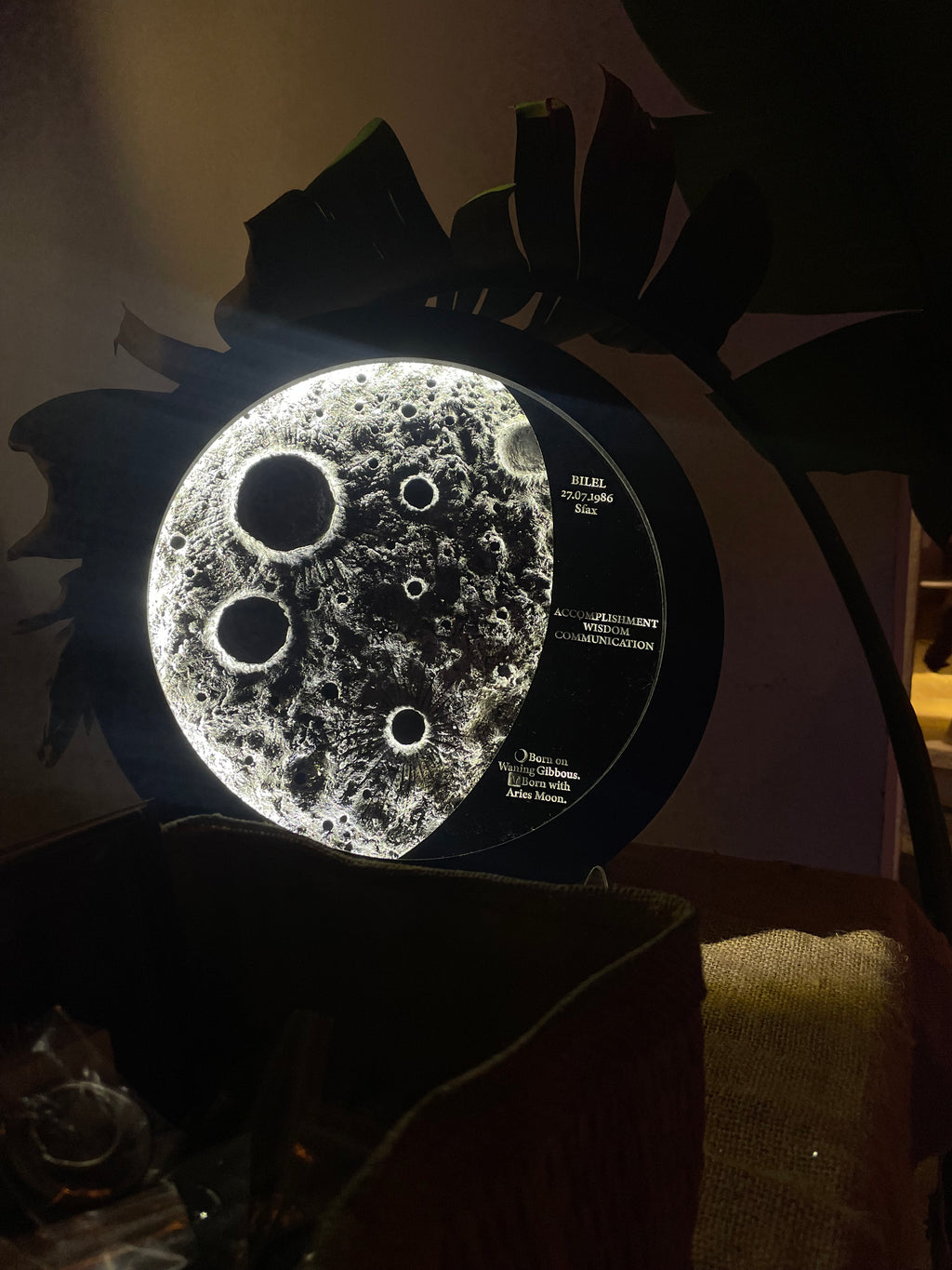 My Moon – Custom Lamp with Your Lunar Phase & Profile (35cm)