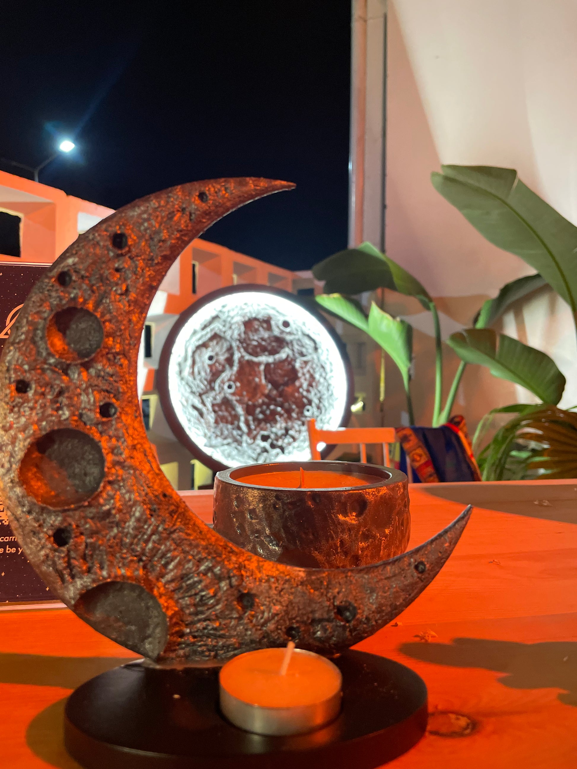 Moon Candle Holder – Crescent Ritual Edition (Single or Double Face)