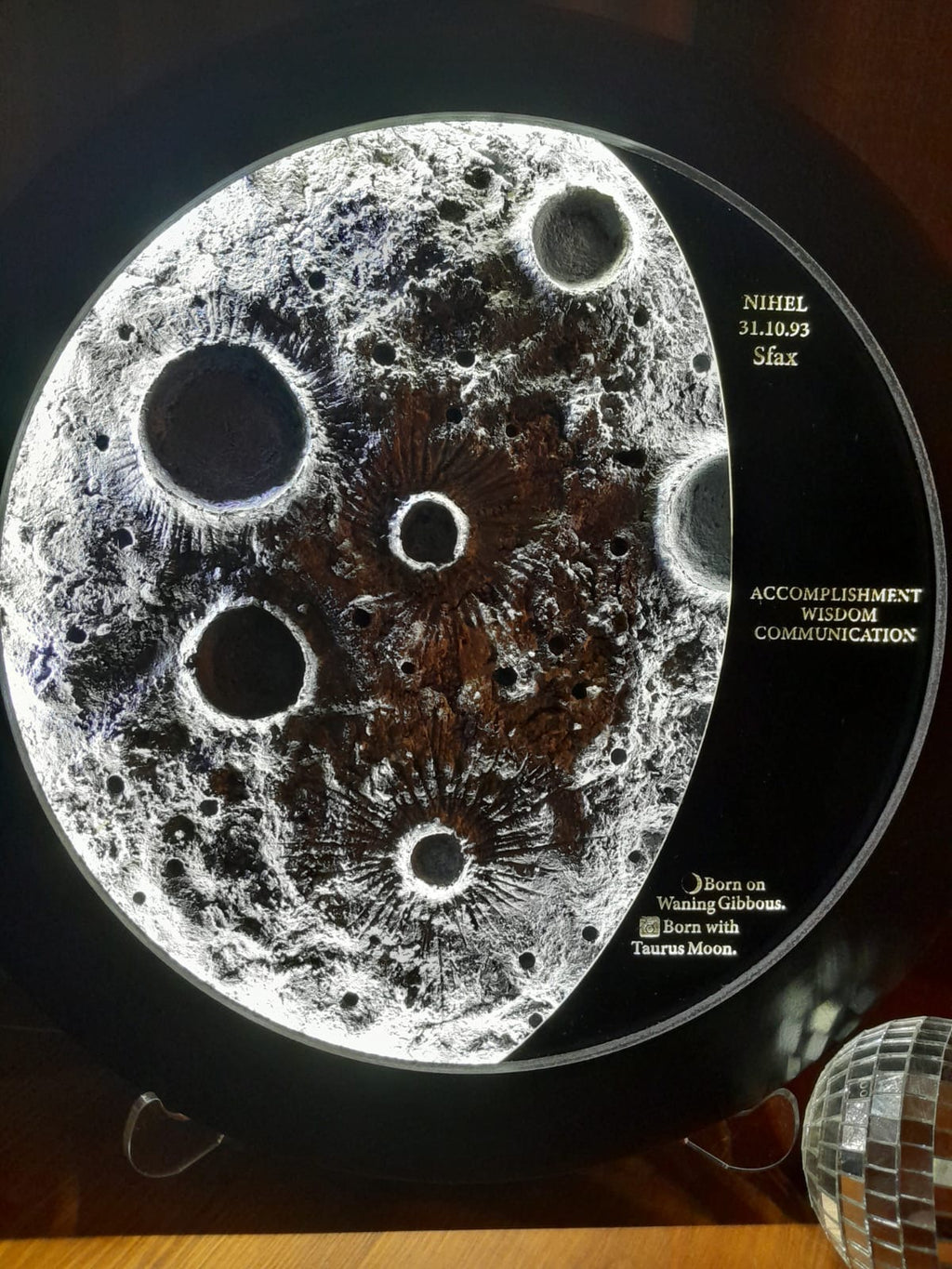 My Moon – Custom Lamp with Your Lunar Phase & Profile (35cm)