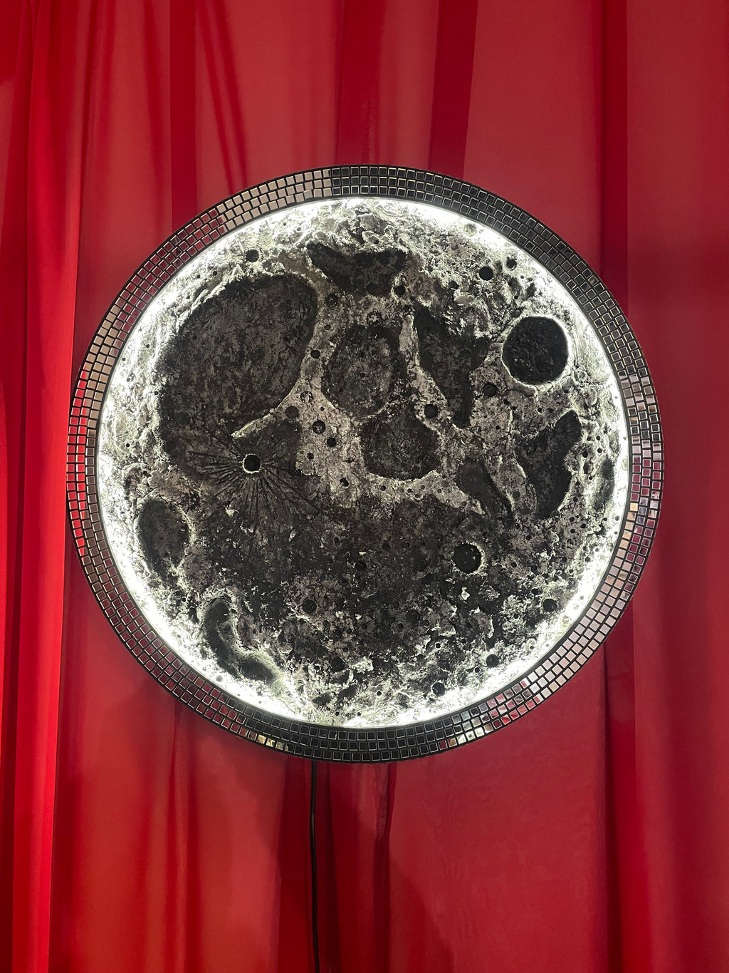 Mosaic Moon – Handcrafted Celestial Lamp (Disco & Flower of Life Editions, 35cm/70cm)