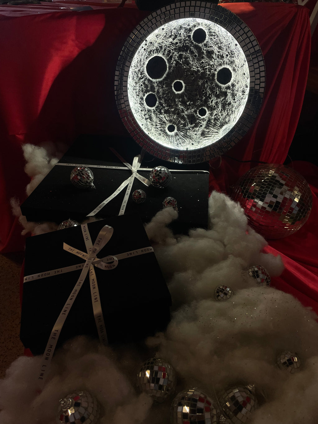 Mosaic Moon – Handcrafted Celestial Lamp (Disco & Flower of Life Editions, 35cm/70cm)