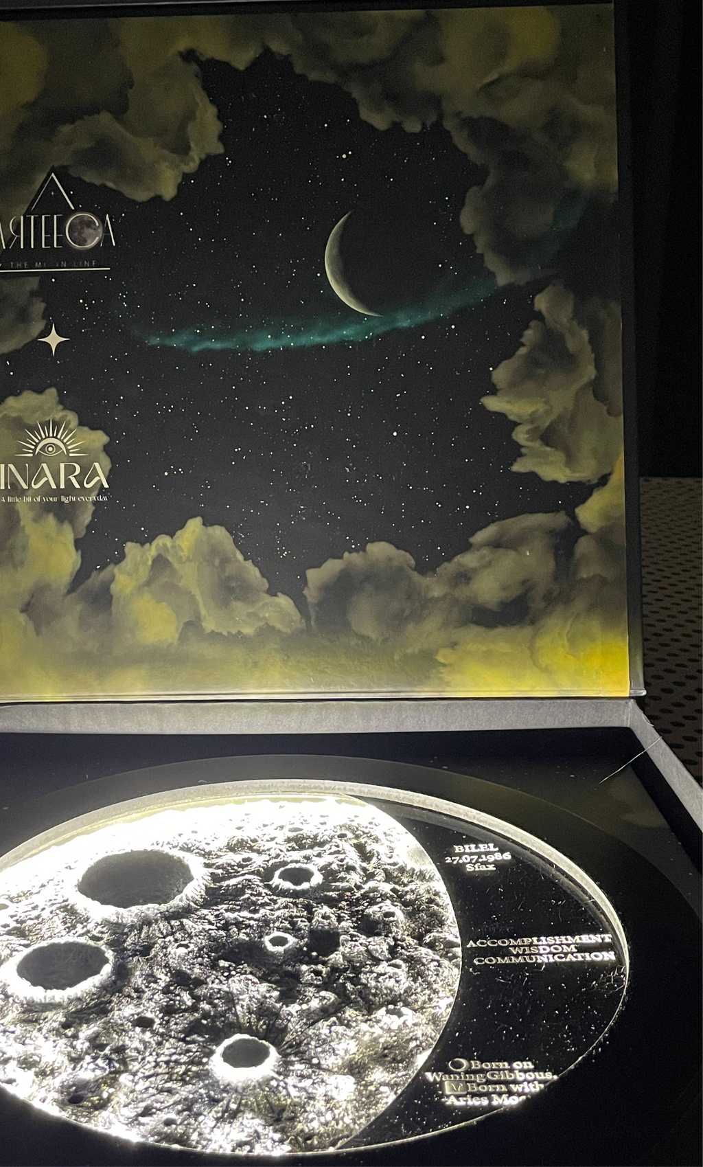 My Moon – Custom Lamp with Your Lunar Phase & Profile (35cm)